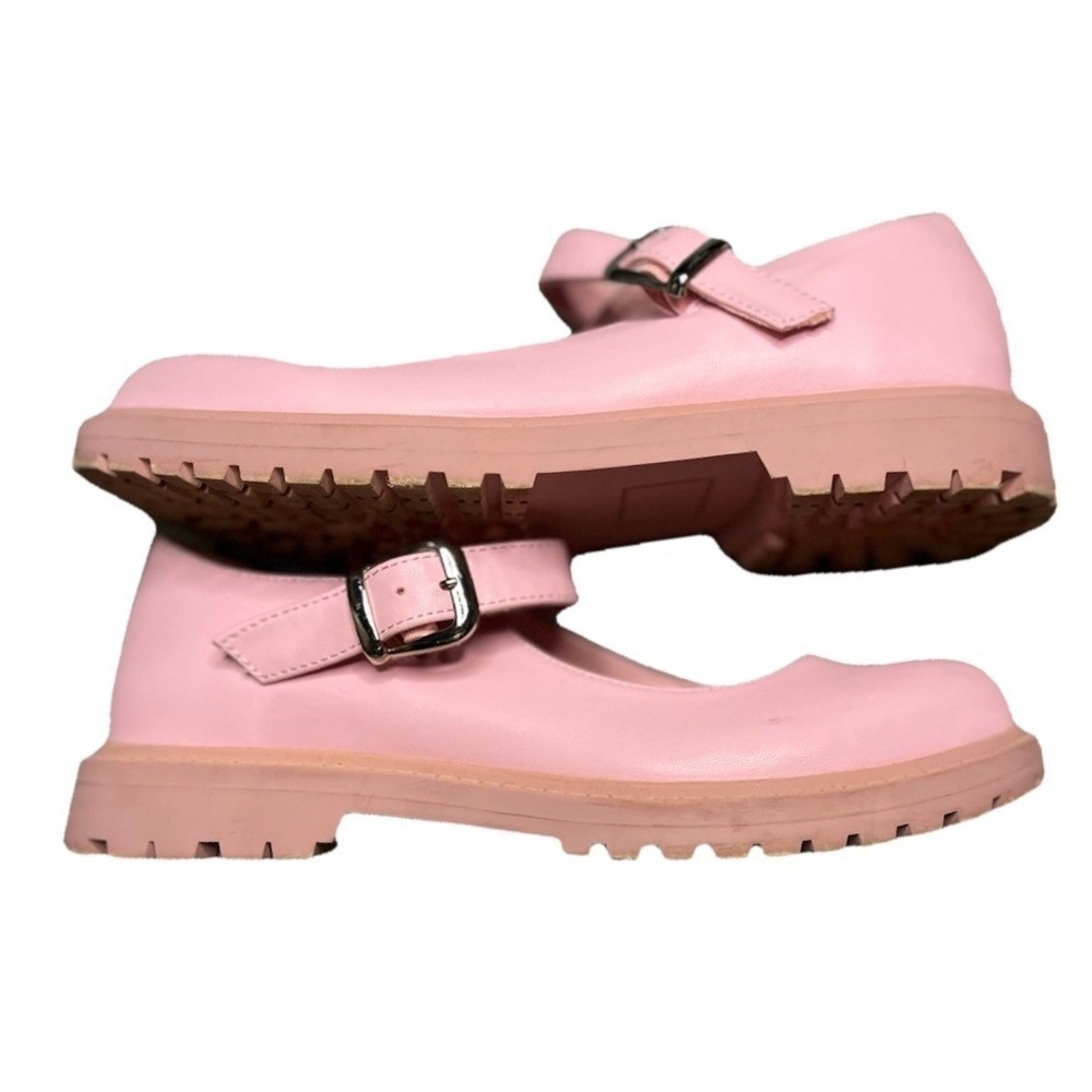 Pink Lug Sole Mary Janes Women's Size 7 Chunky Platform T-Strap Shoes